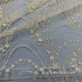 Off Λευκό Χημικό Glitter Lace Mesh Fabric